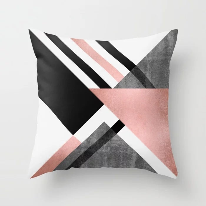 Nordic Pink Geometric Pillowcase Modern Luxury for Sofa, Bed & More