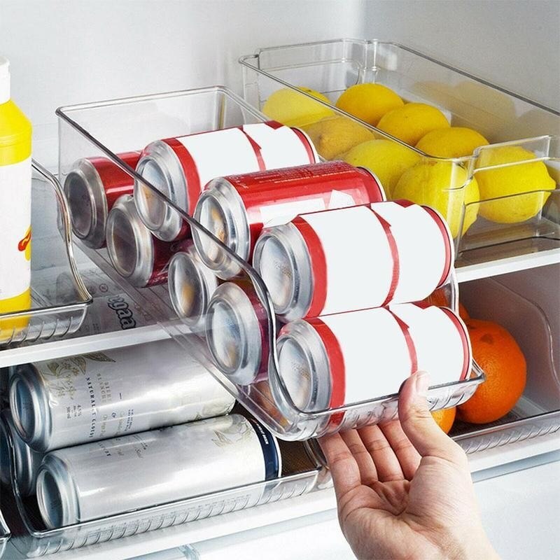 Organizador para refrigerador, soporte transparente para bebidas, nevera, congelador, cocina, contenedores de almacenamiento, gabinetes 