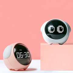 Cute Alarm Clock Wake-Up Light with Pixel Expression