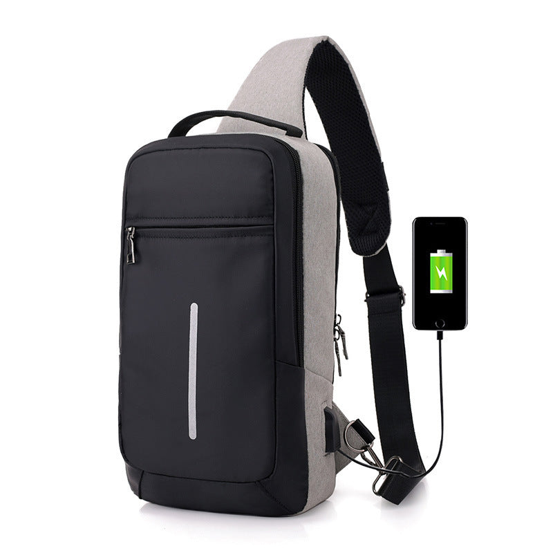 Diebstahlsichere Brusttasche mit USB-Ladefunktion