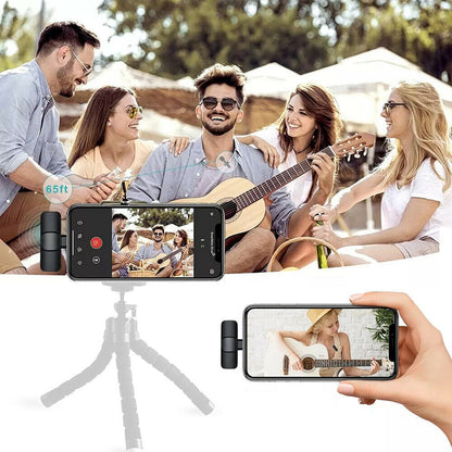 Wireless Lavalier Microphone Set for Video Recording and Live Streaming