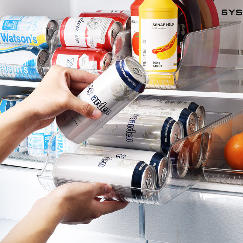 Organizador para refrigerador, soporte transparente para bebidas, nevera, congelador, cocina, contenedores de almacenamiento, gabinetes 