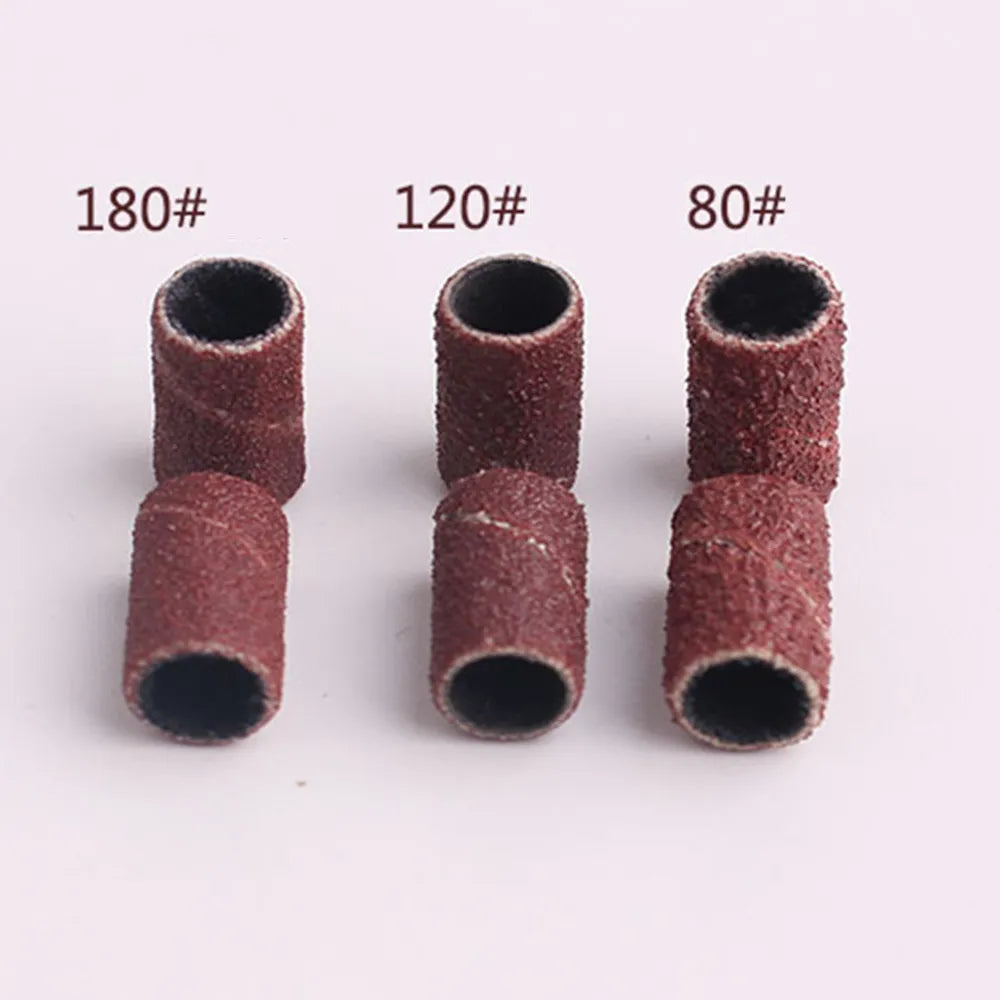 Red Sanding Bands For Nail Drill 80''/120''/150”/180" /240” 100pcs Nail Drill Machine Bits File Gel Polish Nails Professional