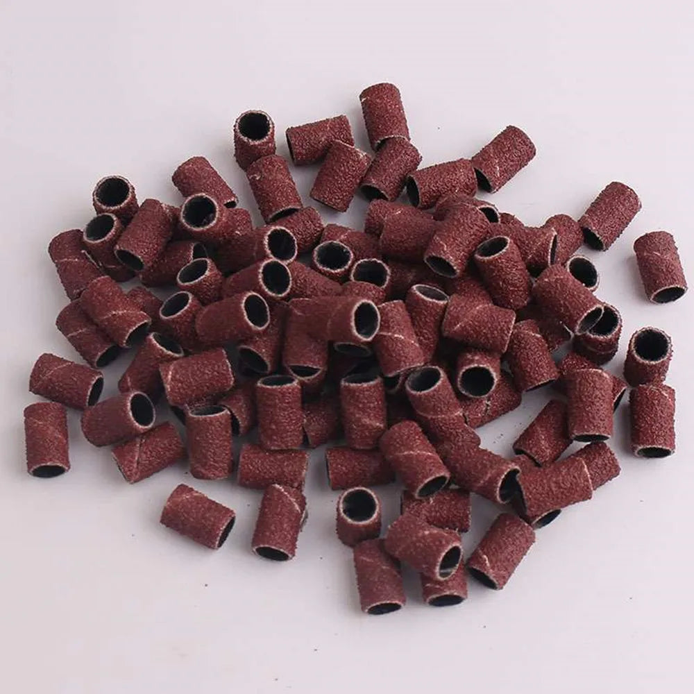 Red Sanding Bands For Nail Drill 80''/120''/150”/180" /240” 100pcs Nail Drill Machine Bits File Gel Polish Nails Professional