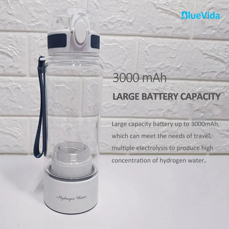 Generador de botella de agua de hidrógeno, antienvejecimiento, 3000 mAh, gran capacidad, largos tiempos de trabajo, portátil para deportes