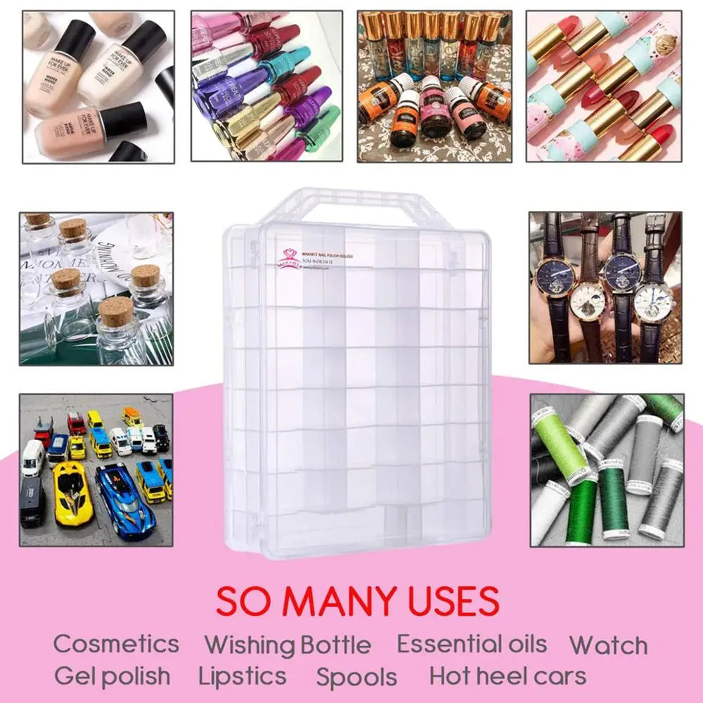 Universal Clear Nail Polish Organizer Holder for 48 Bottles with Adjustable Compartments Portable MAKARTT Nail Polish Case