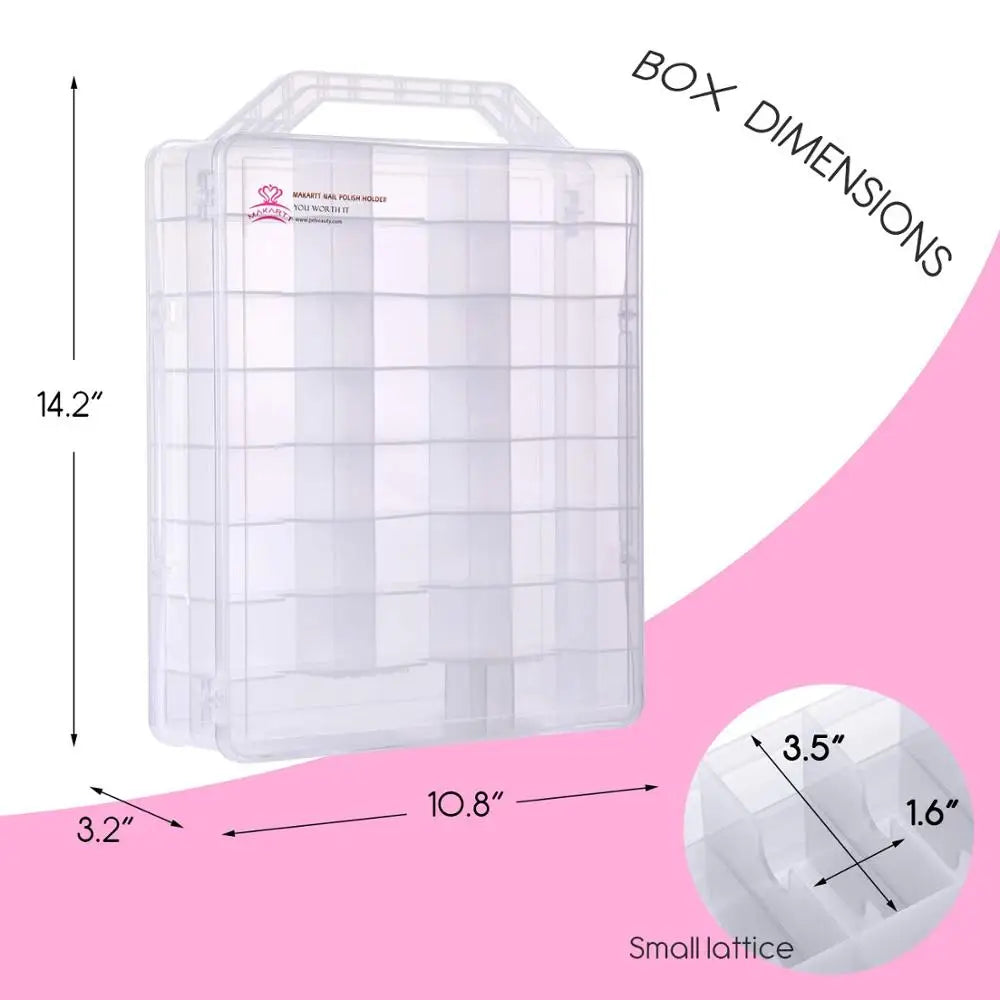 Soporte organizador de esmalte de uñas transparente Universal para 48 botellas con compartimentos ajustables estuche portátil para esmalte de uñas MAKARTT