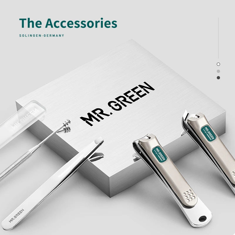 MR.GREEN-Juego de manicura portátil, kit de pedicura, cortaúñas de acero inoxidable, herramienta de viaje, estuche de aseo, caja de regalo, juego de tijeras para uñas