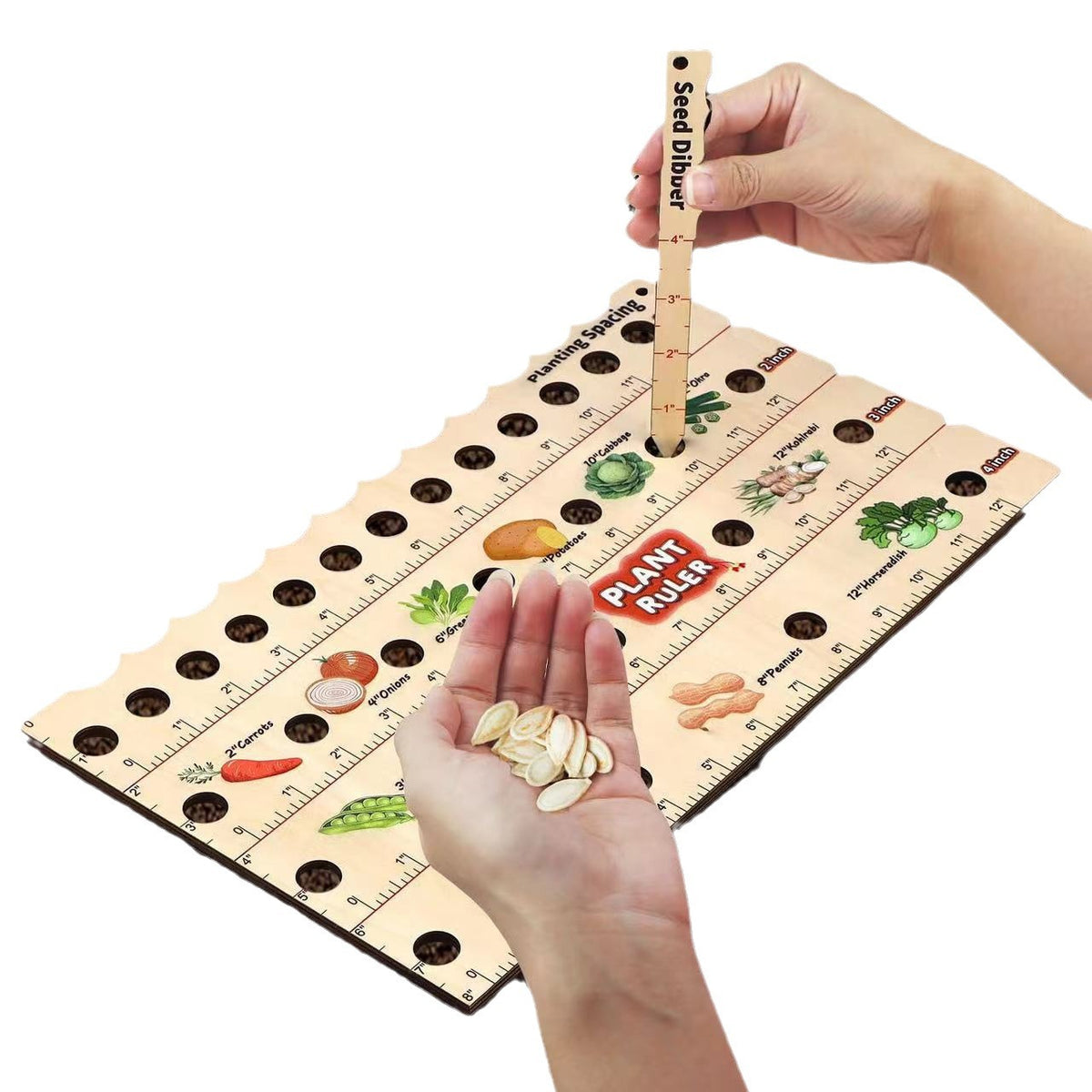 Wooden Seedling Planting Ruler | Multifunctional Garden Tool