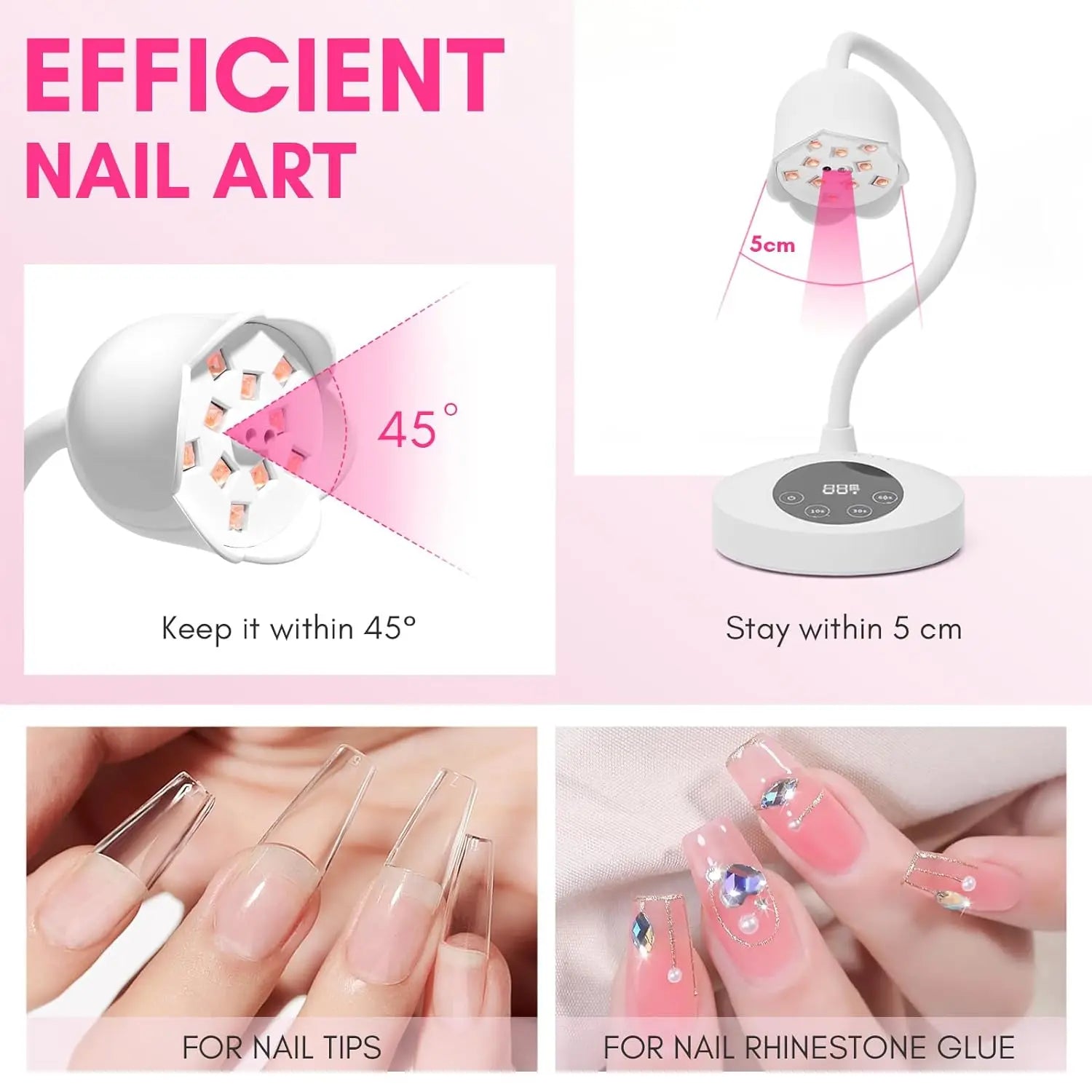 Makartt Lámpara UV para uñas Luminoza 10W Luz LED recargable con sensor para extensión de uñas acrílicas Curado flash, esmalte de gel portátil