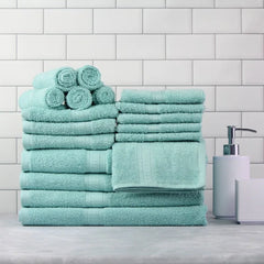 Basic Solid 18-Piece Bath Towel Set Collection Quick Dry, Absorbent, Plush, Soft- Home, Spa, Shower Towels