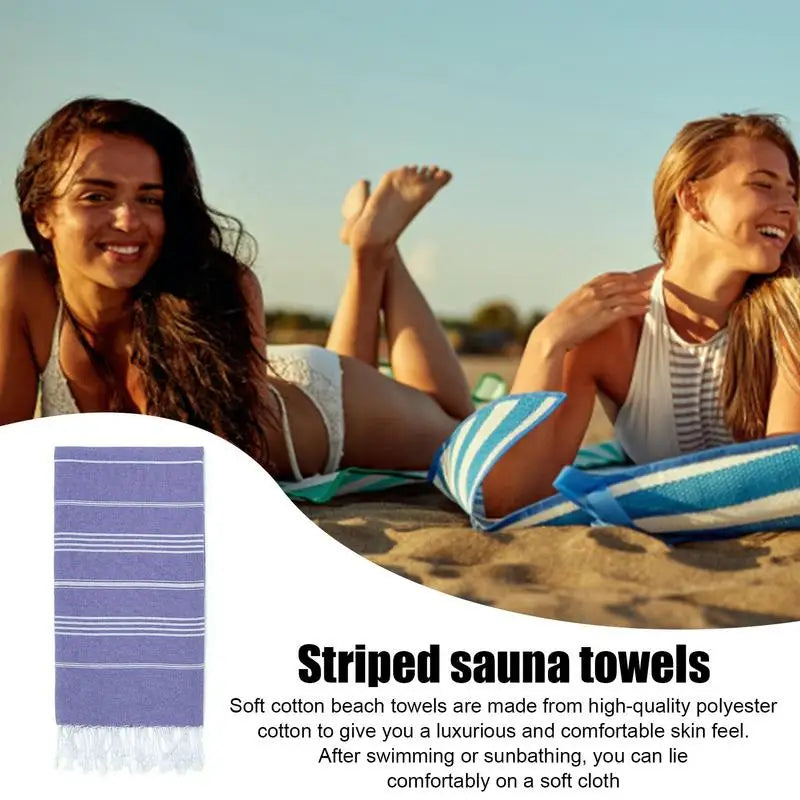 Toallas de playa a rayas, lámina de arena fina absorbente con borlas, artículos esenciales de viaje para piscina, playa, baño, Sauna, gimnasio y