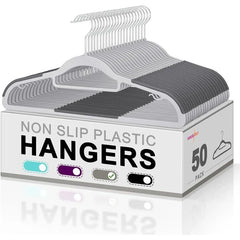 Plastic Hangers 50 Pack, Plastic Clothes Hangers Non Slip Hangers, Heavy Duty Plastic Hangers with 360° Swivel Hook