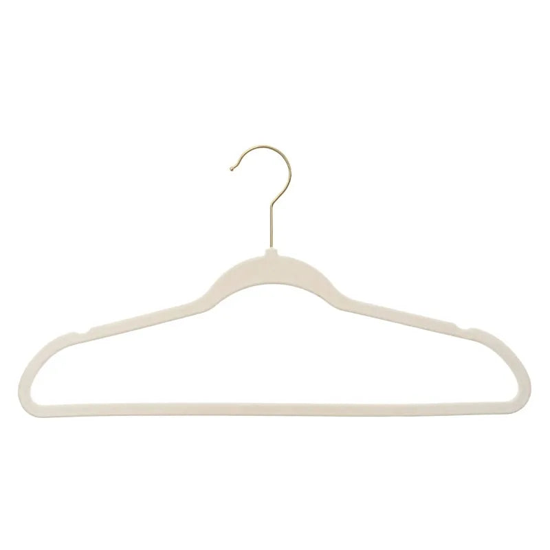 Non-Slip Velvet Clothes Hangers, 50/100 Pack, Beige/Black, Space Saving