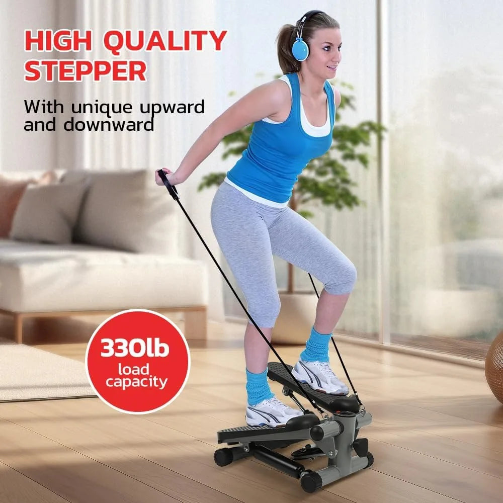 Mini máquina de ejercicio paso a paso, escalera paso a paso con banda de resistencia, Fitness para uso doméstico, ahorro de espacio, monitor LCD automático