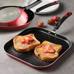 Tramontina Everyday 3 Pieces Aluminum Non-stick Fry Pan and Griddle Set – Metallic Red