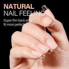 Fake Nail Tips Coffin Clear Natural Gel Tips Full Cover False Acrylic Stiletto Ballerina Press on Nails XL M Size