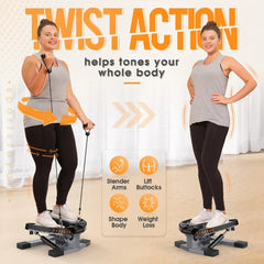 Stair Stepper for Exercises-Twist Stepper with Resistance Bands and 330lbs Weight Capacity