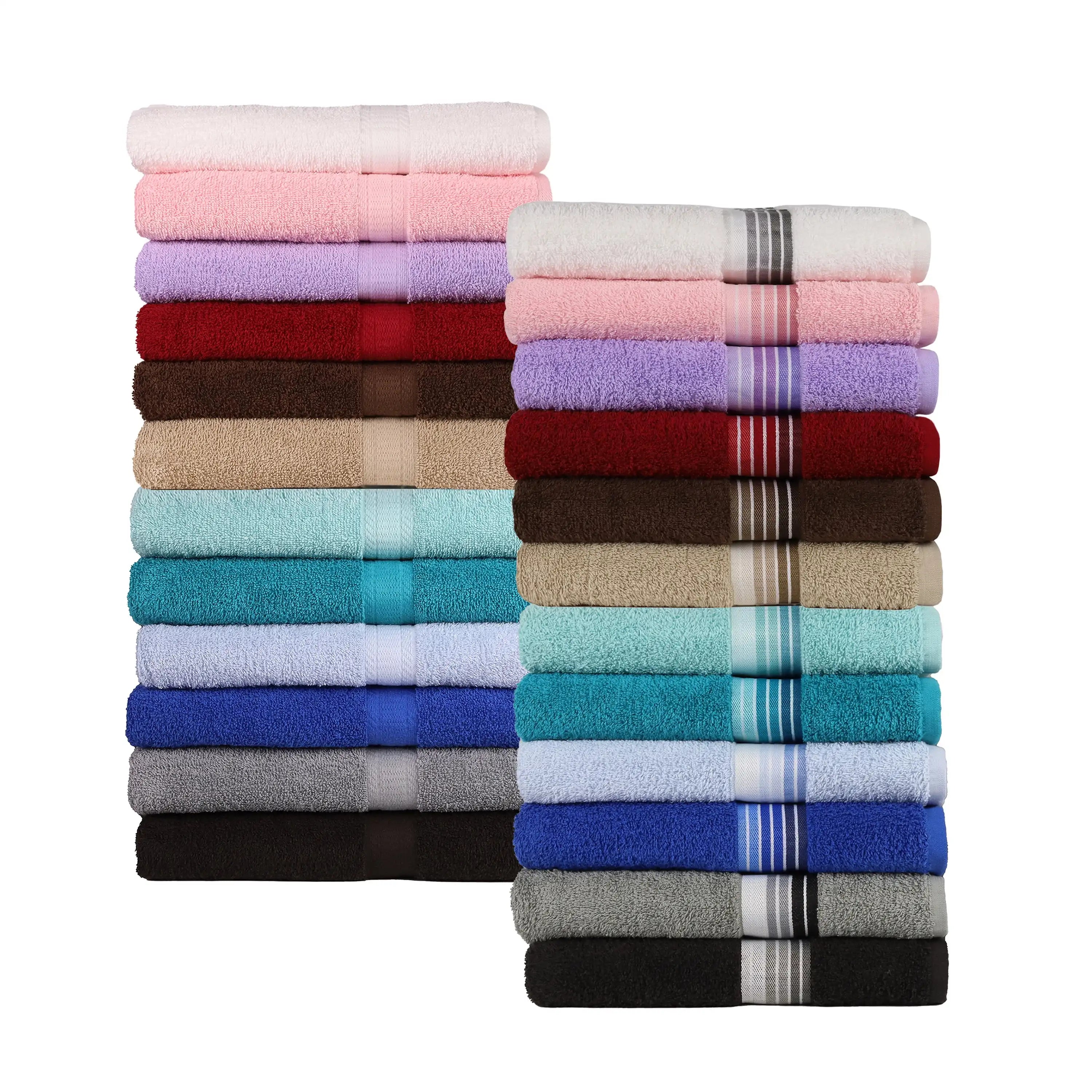 18-Piece  of Bath Towel Set Collection, White,Grey,Blue and Black