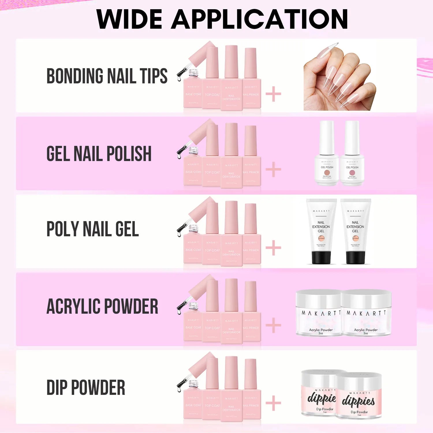 Makartt 4 Uds Base de Gel y capa superior deshidratador de uñas y Kit de imprimación herramienta de preparación de uñas de larga duración para esmalte de uñas de Gel polvo acrílico