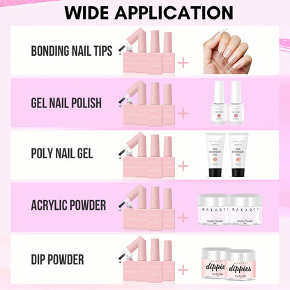 Makartt 4pcs Gel Base and Top Coat Nail Dehydrator and Primer Kit Long Lasting Nail Prep Tool for Gel Nail Polish Acrylic Powder