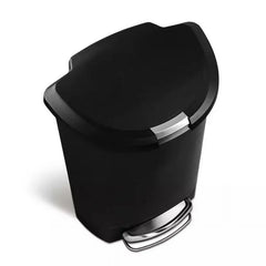 50L Semi Round Plastic Step Trash Can , 13 Gallon Kitchen Trash Can, Commercial Trash Can, Bedroom  Can-Black