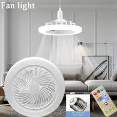 Ventilador con luz LED 2 en 1 con modo de tres velocidades, lámpara LED con cuentas E27, luz de ventilador con tornillo, Control remoto, Control de pared, luz de dormitorio, ventilador de techo 