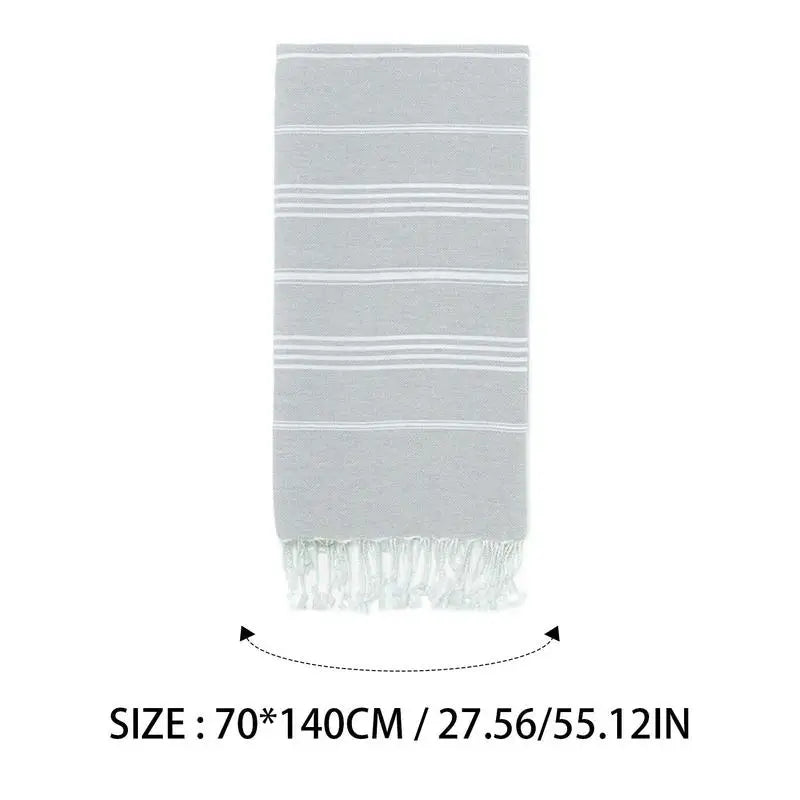 Striped Beach Towels Absorbent Thin Sand Sheet With Tassel Travel Essentials For Swimming Pool Beach Bath Sauna Gym And