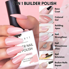 Makartt Builder Nail Gel Polish-15ML 7 in 1 Multifunctional for Apex Building,Coloring,Rubber Base Coat,Strengthener,Rhinestone