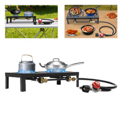 Outdoor Dual-Head Gas Stove Propane Gas Stove Top Stove High-Quality Safety Camping Gas Burners Fierce Stove