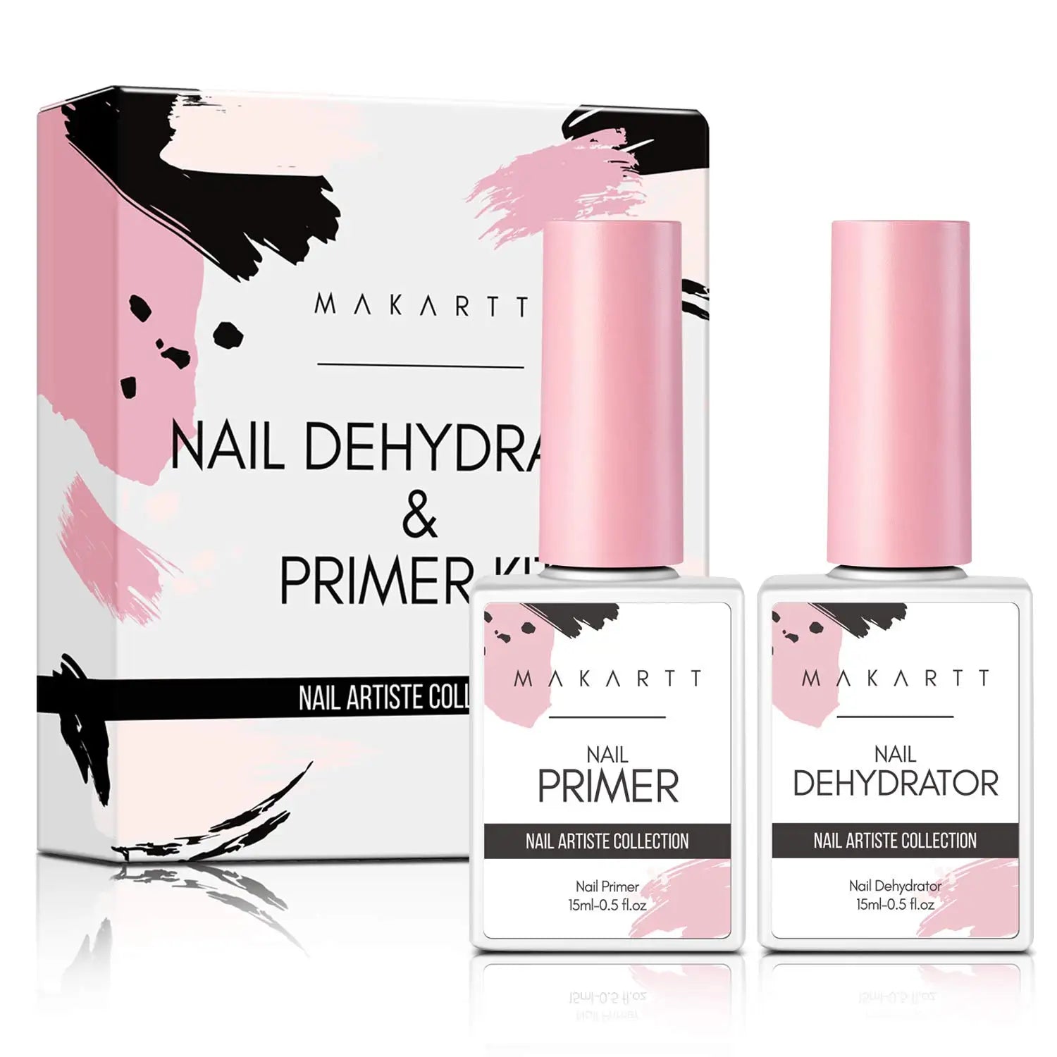 2Pcs Acid Free Natural Nail Prep Dehydrate & Bond Primer Makartt 15ml Gel Nail Polish Nail Dehydrator and Primer Supplies