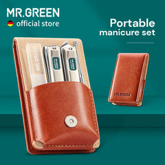 MR.GREEN Portable Manicure Set Pedicure kit Stainless Steel Nail Clippers Tool Travel Grooming Case Gift Box Nail Scissors set