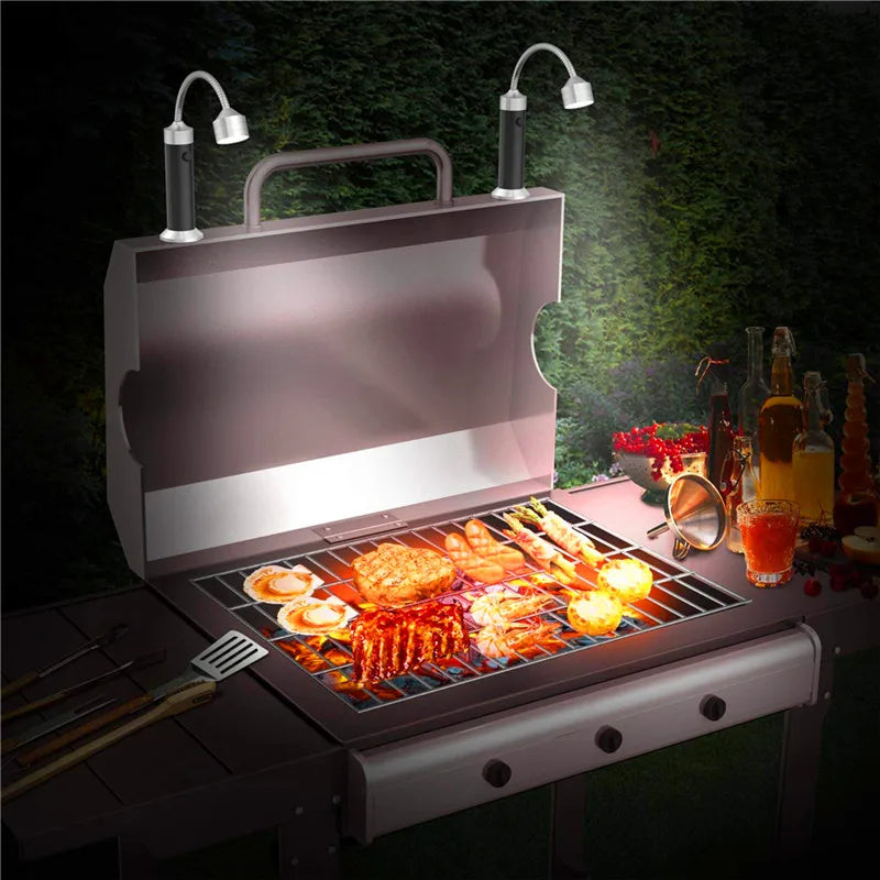 D2 2 uds portátil 360 grados magnético luz LED con parrilla lámpara ajustable barbacoa parrilla luces al aire libre parrilla herramientas de iluminación