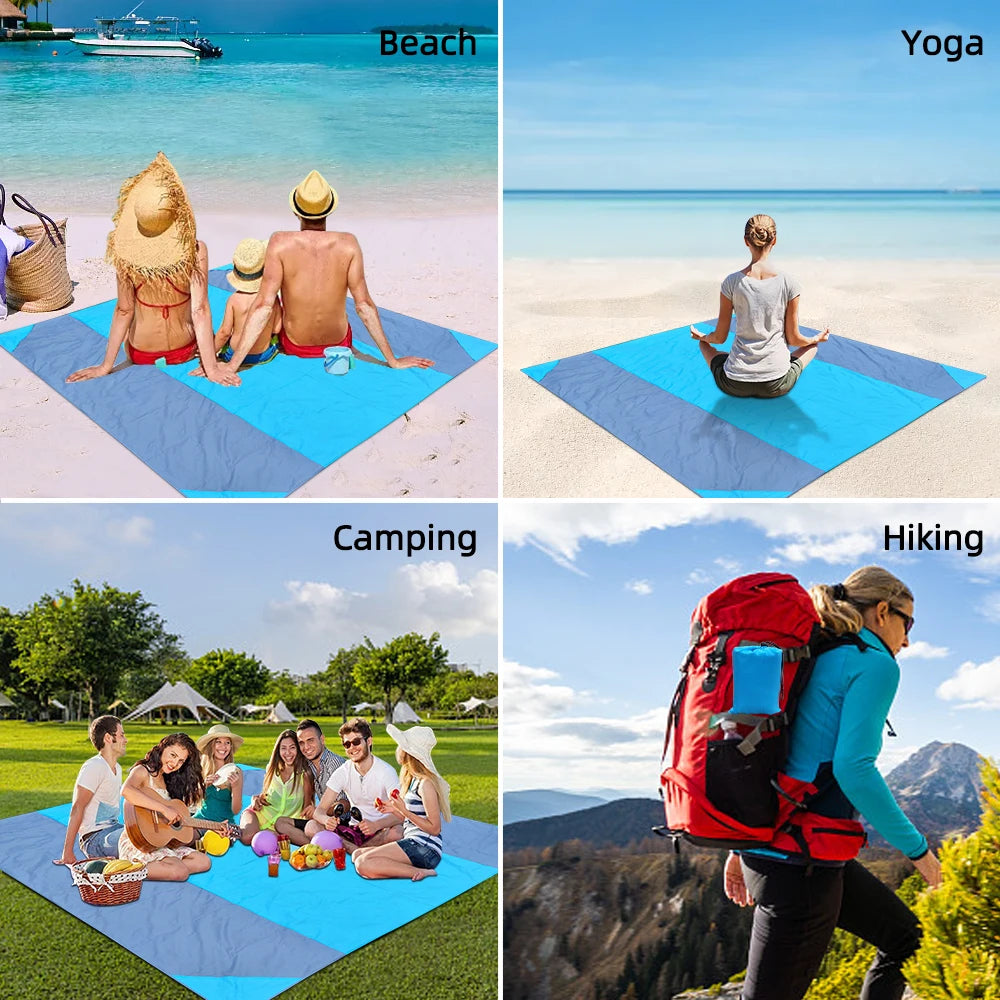 Estera de playa impermeable, colchoneta Extra grande para acampar al aire libre, manta plegable, colchón de bolsillo sin arena, estera de Picnic ligera portátil