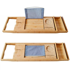 Caddy de madera para baño, estante para tabla de baño, tableta/teléfono, bandeja con ranura para copa de vino tinto para decoración del hogar