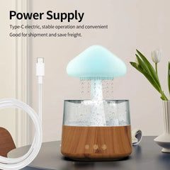 Rain Cloud Humidifier Mushroom Diffuser Raindrop Sound Night Light Cute Lamp Soothing Meditation Relaxing Creative Gift