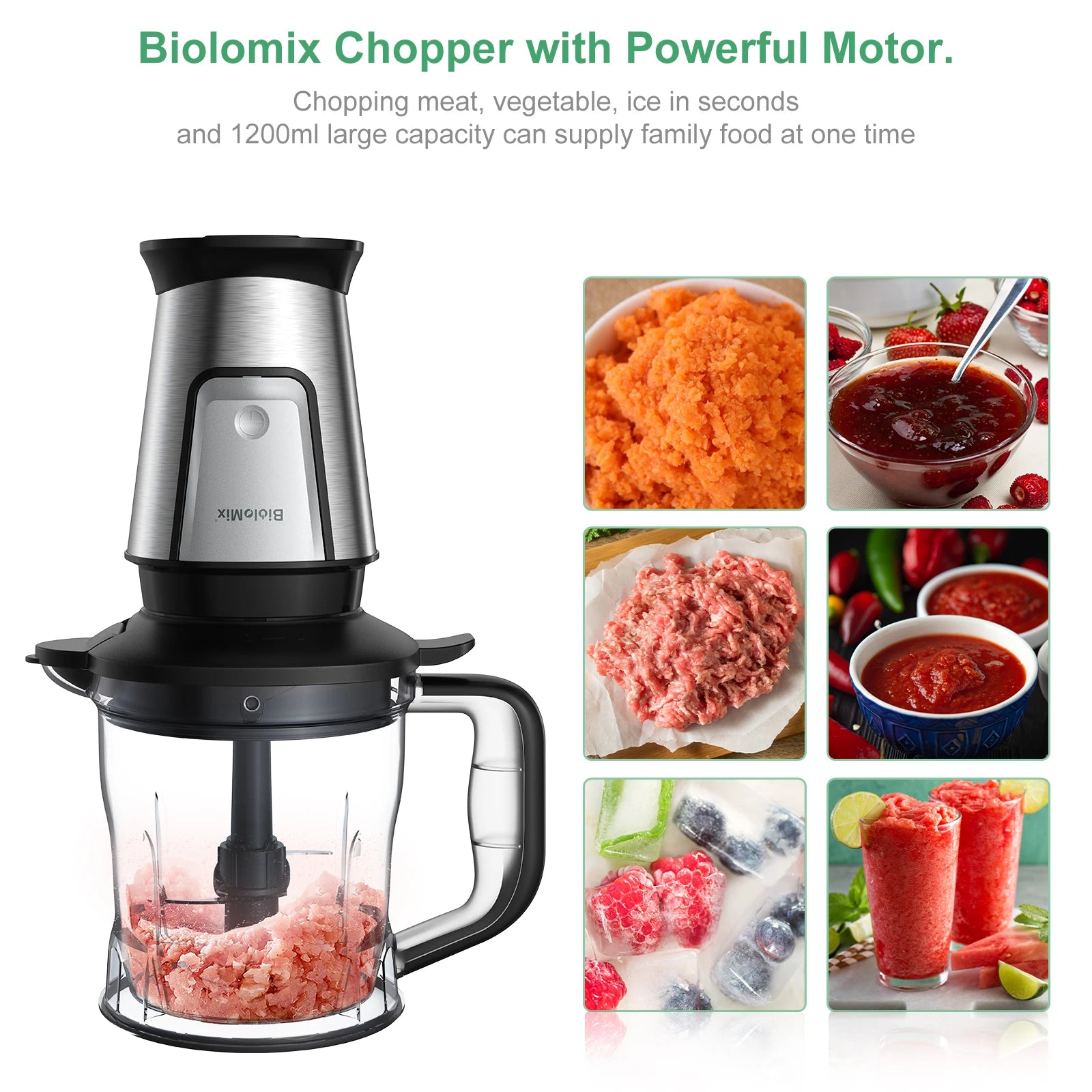 BioloMix-procesador de alimentos multifuncional 3 en 1, exprimidor portátil de 700W, batidora de batidos Personal, picadora de alimentos y molinillo en seco