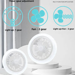 Ventilador con luz LED 2 en 1 con modo de tres velocidades, lámpara LED con cuentas E27, luz de ventilador con tornillo, Control remoto, Control de pared, luz de dormitorio, ventilador de techo 