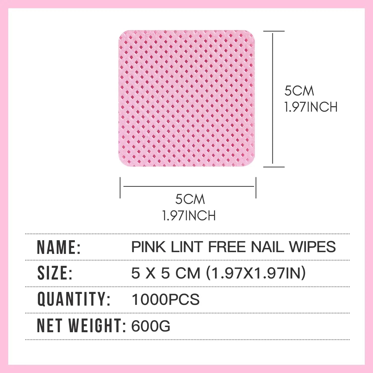 Pink Lint Free Nail Wipes for Gel Nail Polish Remover, 1000pcs Super Absorbent Soft Nail Wipes Gel Pads for Eyelash Extensions