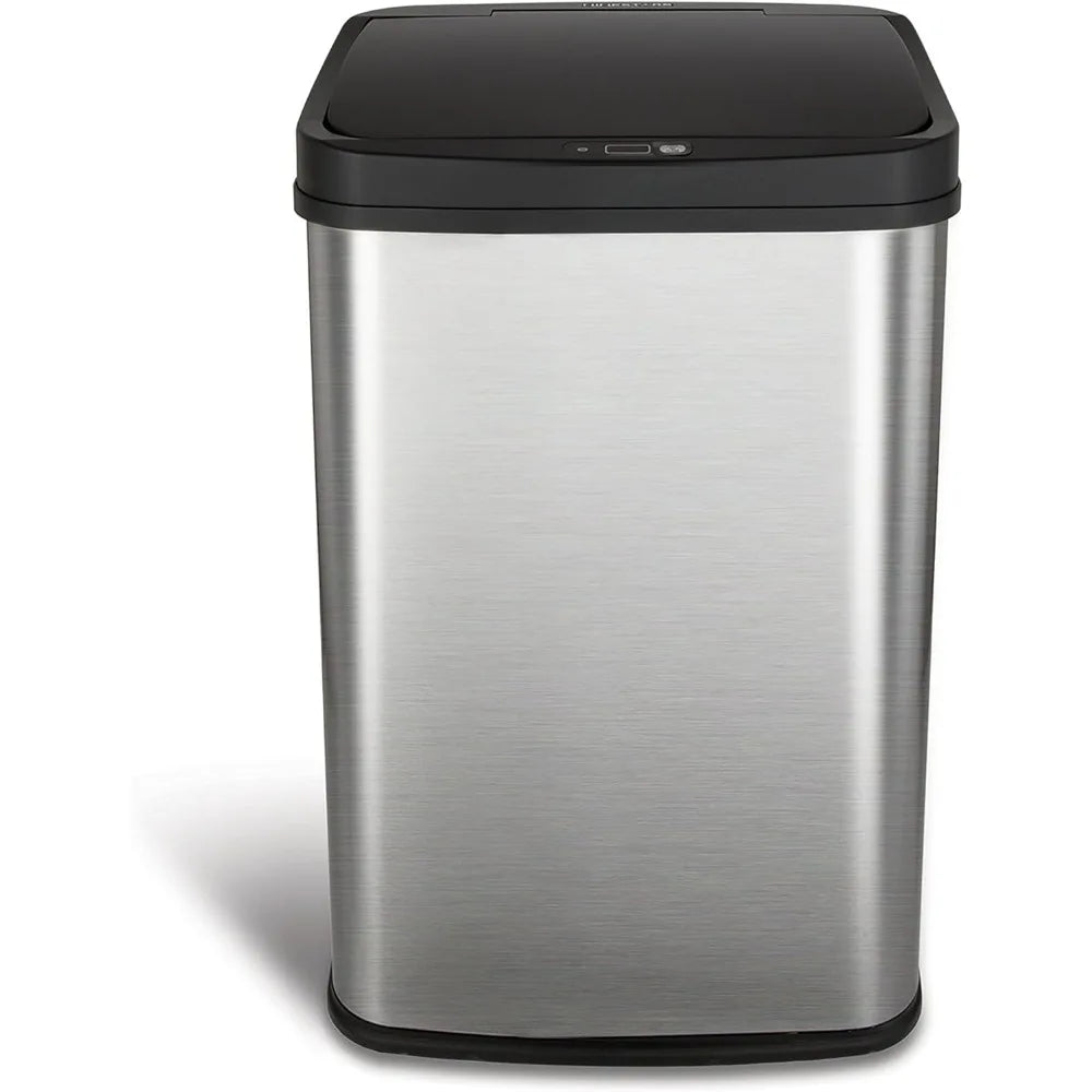 DZT-50-28 Automatic Touchless Motion Sensor Rectangular Trash Can, 13 Gal, Black Trim