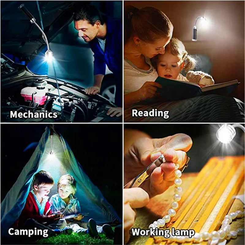 D2 2pcs Portable 360 Degree Magnetic LED Grill Light Lamp Adjustable BBQ Barbecue Grilling Lights Outdoor Grill Lighting Tools