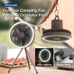 Camping Fan Rechargeable Desktop Portable Circulator Wireless Ceiling Electric,Fan with LED Lighting