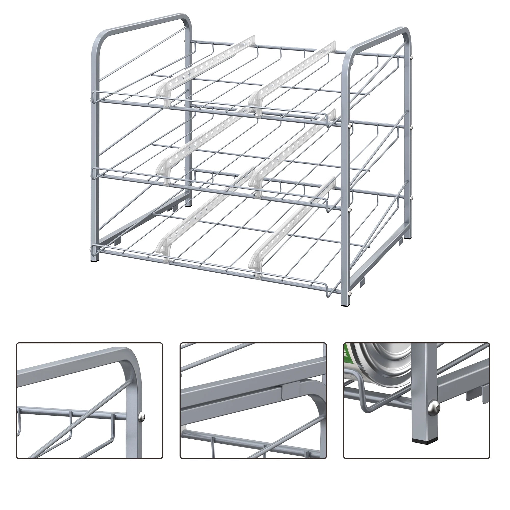 2Pcs Can Food Rack Holder Kitchen Pantry Organizer Up to 72 Cans Storage Rack