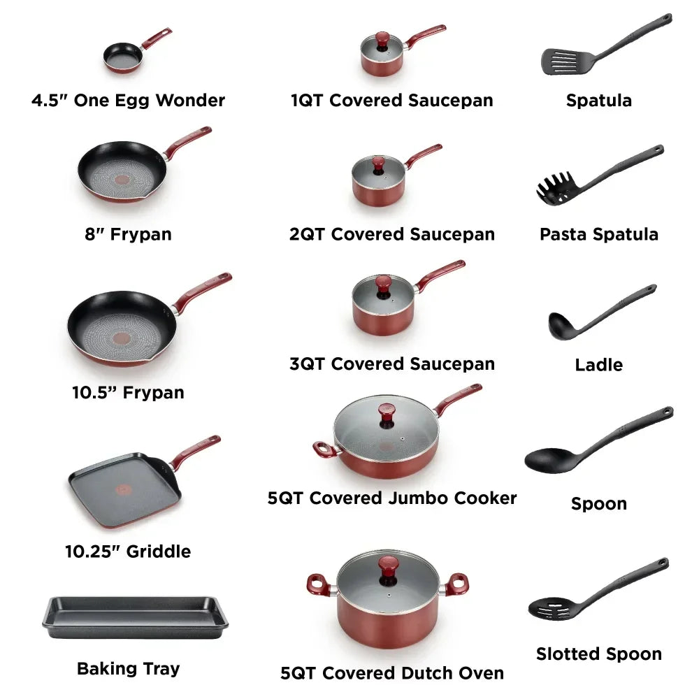 Utensilios de cocina antiadherentes Juego de utensilios de cocina antiadherentes para ollas de cocina, juego de 20 piezas apto para lavavajillas, envío gratis, sartén antiadherente para cocinar