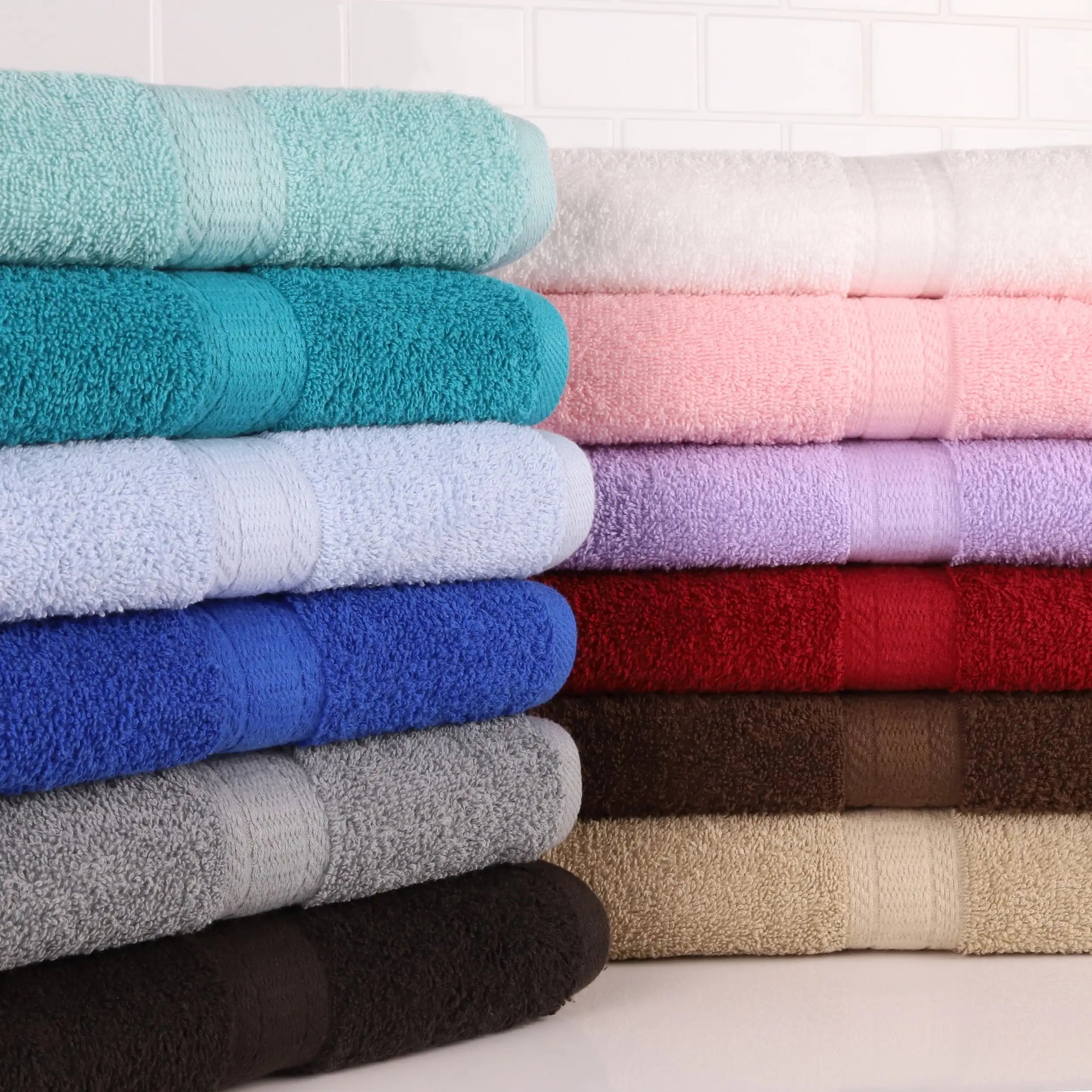 18-Piece  of Bath Towel Set Collection, White,Grey,Blue and Black