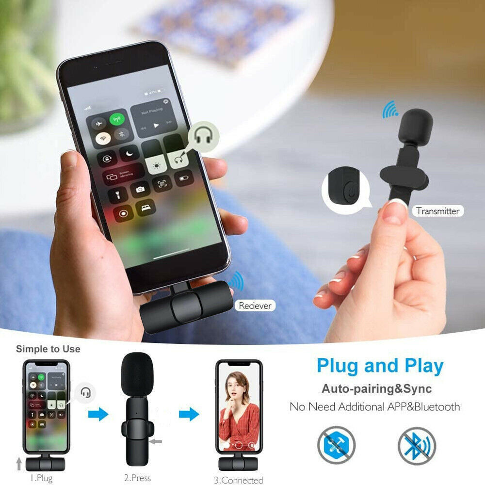 Wireless Lavalier Microphone Set for Video Recording and Live Streaming