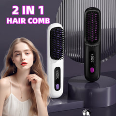 Cordless 2-in-1 Hair Straightener Brush