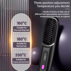 Cordless 2-in-1 Hair Straightener Brush